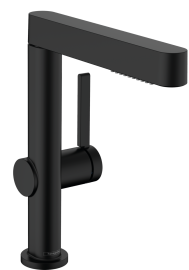 Praustuvo maišytuvas HANSGROHE Finoris 230, su ištraukiamu dušeliu, 2 srovės režimai, su "push-open" dugno vožtuvu, spalva - juoda matinė (matt black)