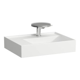 Praustuvas Laufen KARTELL 600x460x120 mm, platus kraštas kairėje, su 1 anga maišytuvui viduryje, be perlajos, spalva - balta LCC (LAUFEN Clean Coat)