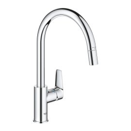 Plautuvės maišytuvas GROHE Bauedge su ištraukiama žarna, chromo spalvos 