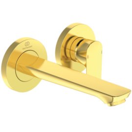 Maišytuvas praustuvui iš sienos Ideal Standard Connect Air, 2 dalių, spalva - Brushed Gold, snapo ilgis 185 mm