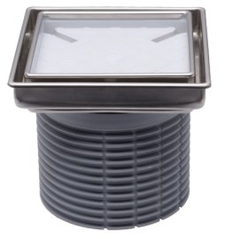 Uždedamas elementas d110 su grotelėmis grotelių įklijavimui 132x132, 112x112 mm plytelių įklijavimo dalis