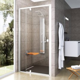 Dušo durys Ravak Pivot PDOP2-120 baltos spalvos profiliu, skaidriu stiklu
