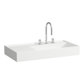 Praustuvas Laufen KARTELL 900x460x120 mm, platus kraštas kairėje, su 3 angomis maišytuvams, be perlajos