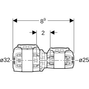 Mova redukuota PPSU d=32mm, d1=25mm, Geberit Flowfit