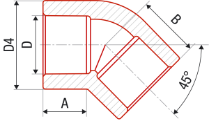 Alkūnė FV-PLAST PPR 45° Dn40