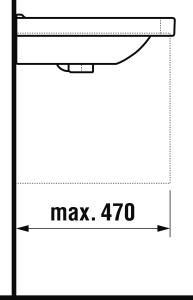 Praustuvas Jika CUBITO, 650x485x165 mm, su 1 anga maišytuvui viduryje