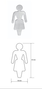 Piktograma Bemeta Home "Moterų WC", matinis nerūdijantis plienas 
