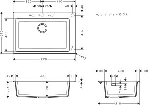 Granito SilicaTec plautuvė Hansgrohe S510-F660, montuojama ant stalviršio, 660 mm, grafito juoda