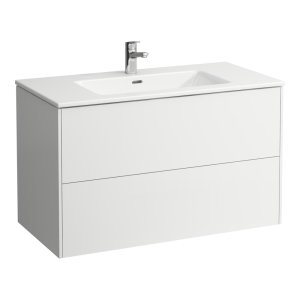 Spintelė su praustuvu Laufen PRO S 1000x500x610 mm, plonas "slim" praustuvas, 2 stalčiai,  spintelės spalva - balta matinė