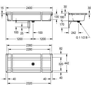 Nerūdijančio plieno praustuvas Planox PL24T 2400x442mm pakabinamas