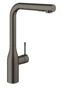 Plautuvės maišytuvas GROHE Essence L su ištraukiama žarna, matinio grafito spalvos (Brushed Hard Graphite)