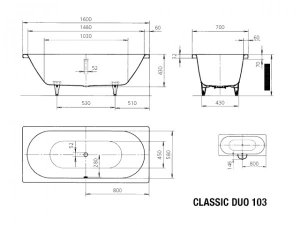 Vonia Classic Duo 103 160x70, juoda matinė