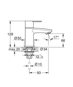 Praustuvo maišytuvas GROHE Eurostyle Cosmopolitan XS dydis, chromo spalvos