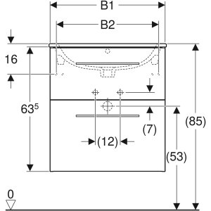 Spintelė Geberit Selnova Square su praustuvu 60 cm,  lava