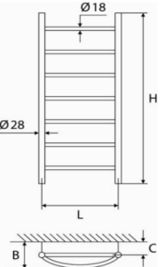 Rankšluosčių džiovintuvas ELONIKA EV735K/KLD, 870x350 mm, varinis, dažytas juoda spalva