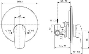 Potinkinis maišytuvas dušui Ideal Standard Ceraflex (komplekte su potinkine dalim)