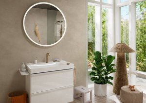 Praustuvo maišytuvas HANSGROHE Tecturis S 150 dviejų dalių, CoolStart EcoSmart+, su dugno vožtuvu, spalva - šlifuotos bronzos (brushed bronze)