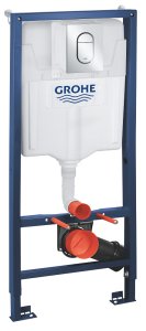 Potinkinis WC rėmas GROHE Rapid SL (3in1) su chromuotu Arena S mygtuku ir tvirtinimo elementais