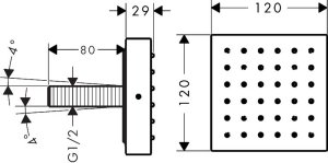 Dušo purkštukas AXOR ShowerSolutions 120/120, chromo spalvos 