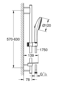 Dušo komplektas Grohe Euphoria 120 3 srovės 60 cm stovas nerūdijančio plieno spalva (Stainlees steel)