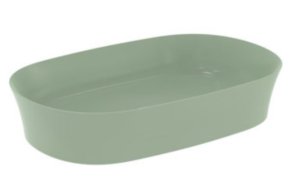 Praustuvas-dubuo Ideal Standard Ipalyss Oval, matmenys: 600x380x120mm, be persipylimo, spalva - Sage, su dugno vožtuvu
