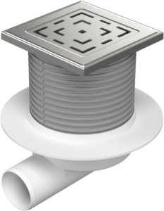 Trapas d50 Hydro nerūdijančio plieno rėmelis, Labyrinth grotelės, horizontalus 12,5x12,5cm