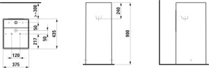 Praustuvas Laufen KARTELL 375x435x900 mm, laisvai statomas, be angos maišytuvui, be perlajos