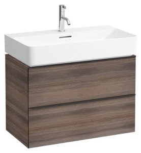Spintelė praustuvui Laufen SPACE 735x410x520 mm, 2 stalč., praustuvui 810285, spalva- tamsi guoba, su tamsiai rudo aliuminio rankenėlėmis