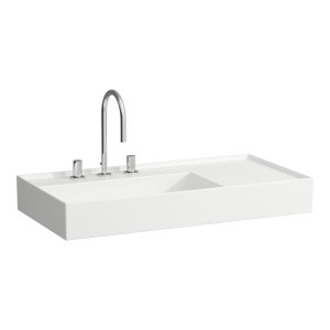 Praustuvas Laufen KARTELL 900x460x120 mm, platus kraštas dešinėje, su 3 angomis maišytuvams, be perlajos