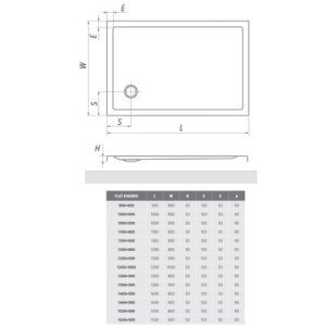 Dušo padėklas Roth FLAT KVADRO 1500x800 mm.