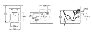 Pakabinamas unitazas VILLEROY&BOCH Finion „Direct Flush” sistema, „Ceramicplus” danga