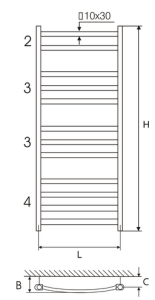 Rankšluosčių džiovintuvas ELONIKA EP50x118KLD, 1180x456 mm, plieninis, dažytas balta spalva