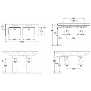 Praustuvas VILLEROY&BOCH Subway 2.0 1300x470 mm dvigubas