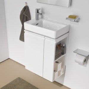 Spintelė praustuvui Laufen PRO S 470x275x605 mm, durų lankstai kairėje, lentynos dešinėje, tinka praustuvui 815955, spalva - grafito