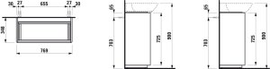 Spintelė praustuvui Laufen BASE 770x350x770 mm, 2 stalčiai, praustuvams 813301/813302, spalva- balta matinė