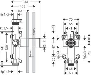 Potinkinė dalis uždarymo vožtuvui AXOR ShowerSolutions 120/120