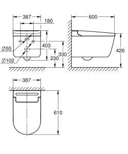 Išmanusis pakabinamas WC unitazas GROHE Sensia Pro