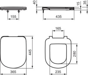 Unitazo dangtis Ideal Standard Tempo, su lėto užsidarymo funkcija