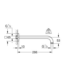 Alkūnė dušo galvai iš sienos 286mm