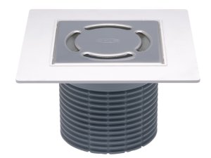 Uždedamas elementas su PVC rėmu DN110/185x185mm/ 115x115mm grotelės su vandens sifonu