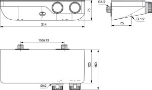 Maišytuvas dušui Ideal Standard Ceratherm S200, termostatinis, su lentynėle