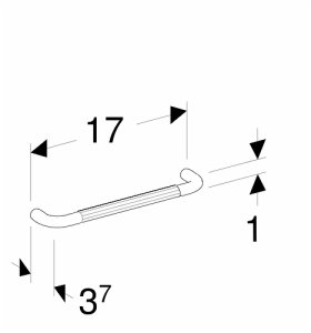 Rankenėlė Ifo spintelei, nerūdijantis plienas. L=17cm, B=1cm, T=3.7cm
