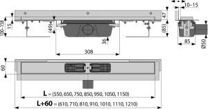 Dušo latakas APZ4 Flexible, 1150 mm, nerūdijantis plienas