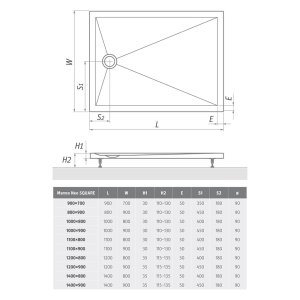 Dušo padėklas Roth MARMO NEO SQUARE 110×80 cm
