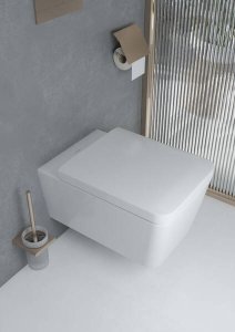 Pakabinamo WC unitazo Hansgrohe EluPura Q su AquaFall Flush nuplovimu, SmartClean danga ir dangčio su SoftClose+QuickRelease komplektas