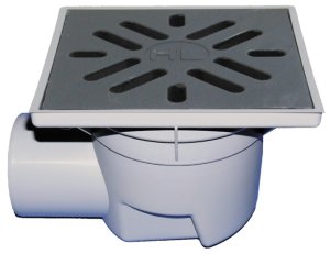 Trapas Perfekt DN110 horizontalus su PP rėmu 244x244mm, ketaus grotelės 226x226mm, su neužšąlančiu sifonu