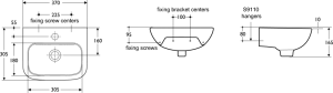 Praustuvas Ideal Standard Contour21, matmenys 370x305x165