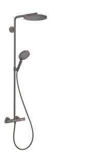 Termostatinė dušo sistema HANSGROHE Raindance Select S 240, 1 srovės, spalva - šlifuoto juodo chromo (brushed black chrome)