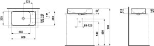 Praustuvas Laufen MEDA 600x350x150 mm, su 1 anga maišytuvui dešinėje