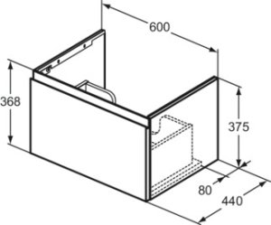 Spintelė Ideal Standard Finesse, matmenys: 600x440x375mm, 1 stalčius, spalva - matinis antracitas